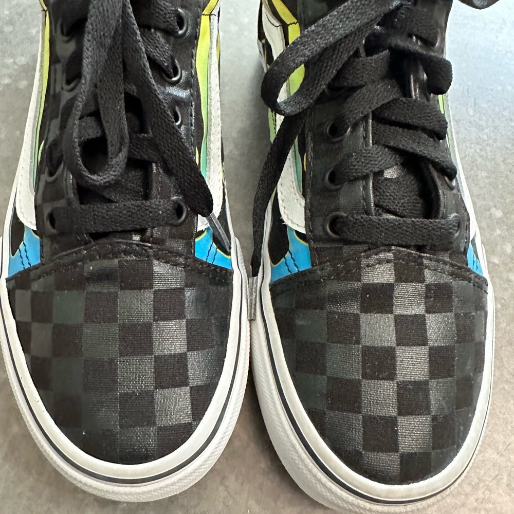 Vans Old Skool Flame Print Sneakers Black Multi-Color Skate Shoes - Picture 10 of 11